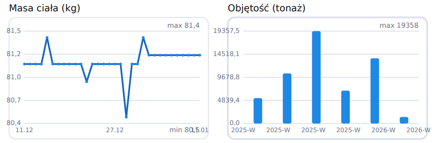 Raport progresu - wykres masy ciała